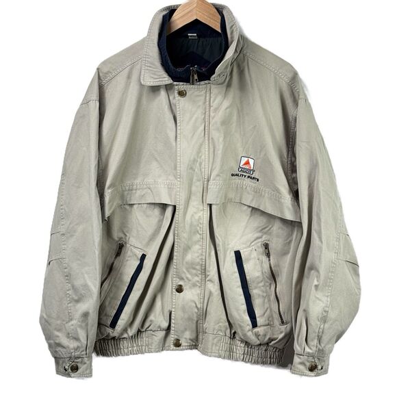 Swingster Destinations Series Compass Jacket Mens XL Khaki Tan Pockets Logo AGCO - Picture 1 of 15